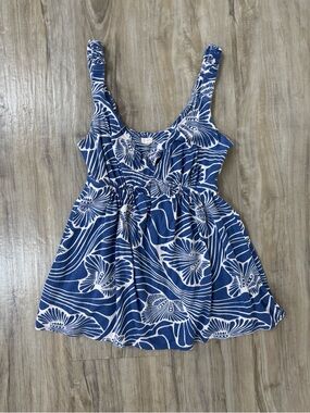 J. Crew Blue & White Floral Tank Top